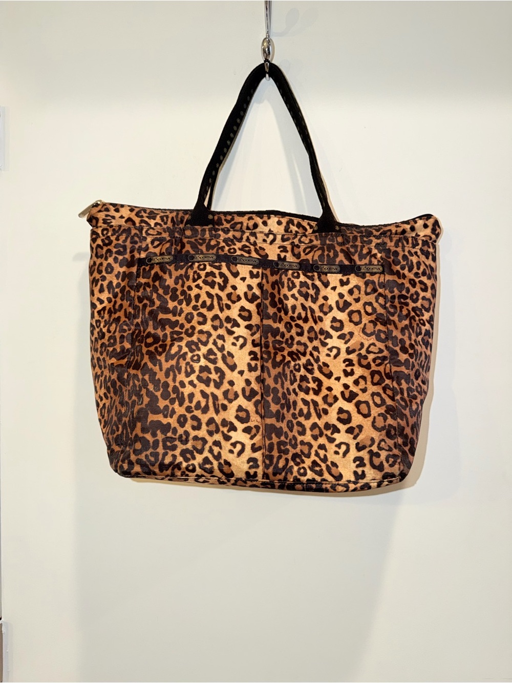 LESportsac Leopard Print XLarge Tote Bag with Black Handles